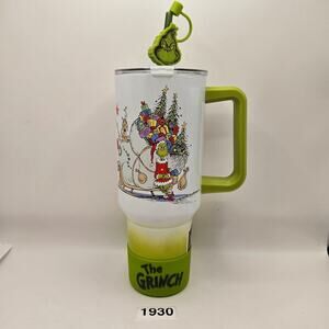 BIOWORLD X DR SEUSS GRINCH 40oz WHITE TUMBLER WITH STRAW CAP STAINLESS STEEL